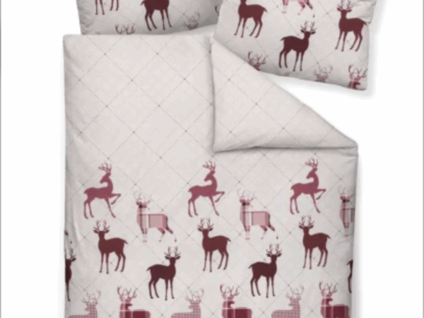 2 x Janine Feinbiber Bettwäsche DAVOS 65180 beige-bordeauxrot – 155x220 cm 4 tlg