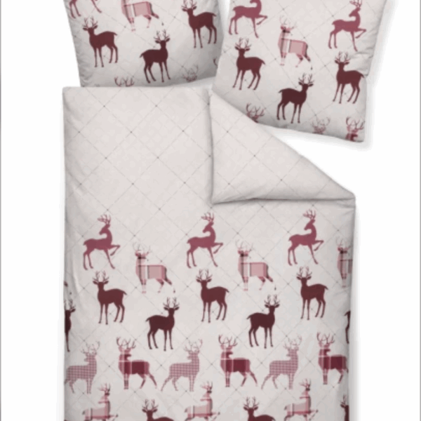 2 x Janine Feinbiber Bettwäsche DAVOS 65180 beige-bordeauxrot – 135x200 cm 4 tlg