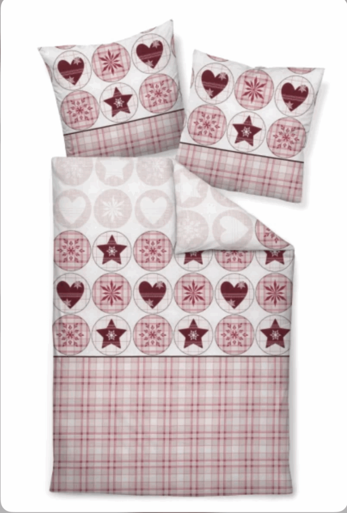 2 x Janine Feinbiber Bettwäsche DAVOS 65179 Rot Rosenholz – 155 x 220 cm 4 tlg – Bild 2