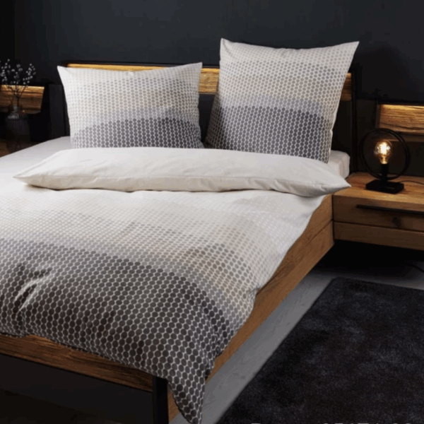 2 x Janine Feinbiber Bettwäsche DAVOS 65171 grau beige 135x200cm 4 tlg