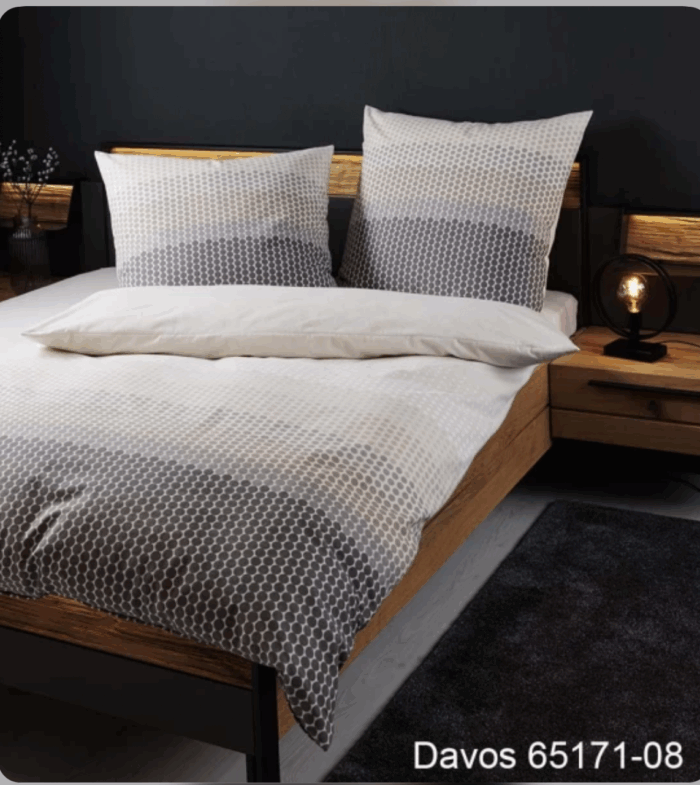 2 x Janine Feinbiber Bettwäsche DAVOS 65171 grau beige 135x200cm 4 tlg