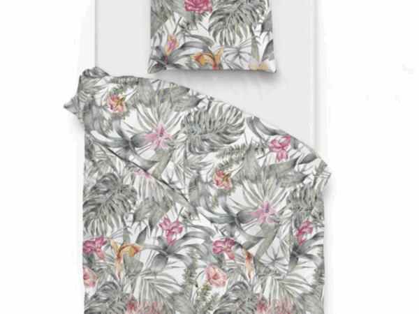 2 x Zo Home Arthur Green – 4-teilige Baumwoll-Bettwäsche (135x200) mit Blumen- & Blättermotiv