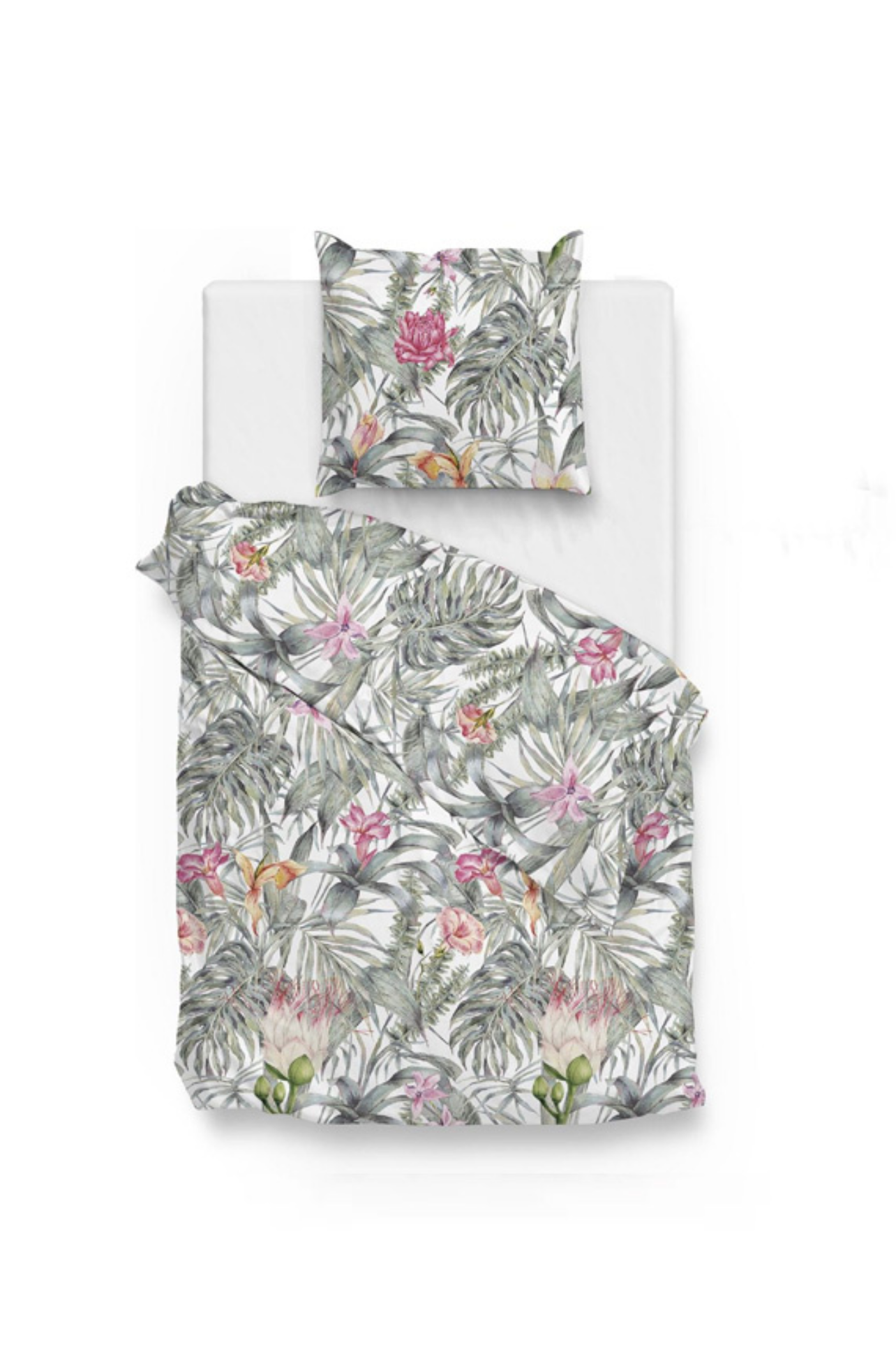 2 x Zo Home Arthur Green – 4-teilige Baumwoll-Bettwäsche (135x200) mit Blumen- & Blättermotiv