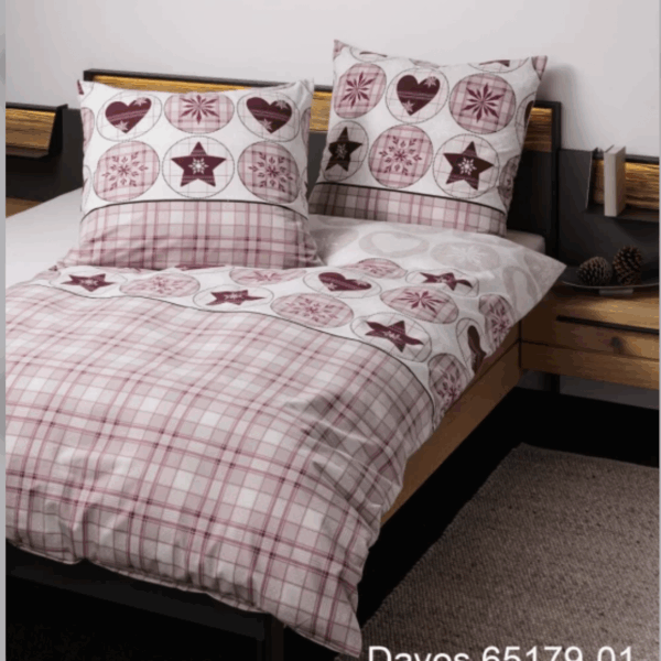 2 x Janine Feinbiber Bettwäsche DAVOS 65179 Rot Rosenholz – 135 x 200 cm 4 tlg