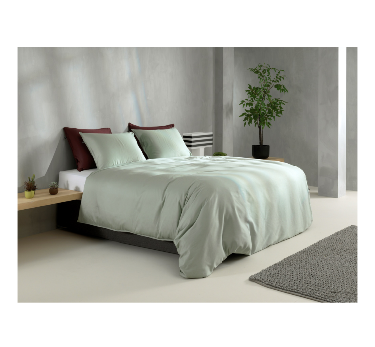 2 x ZoHome Satinado Foam Green – 4-teilige Mako-Satin Bettwäsche (135×200) aus Baumwolle in elegantem Foam Green – Bild 3