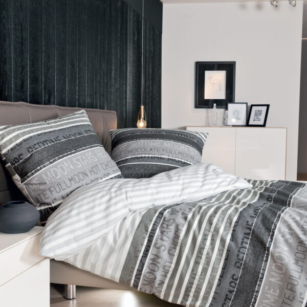 2 x Janine Feinbiber Bettwäsche DAVOS 6481 Platin Graphit 155x220