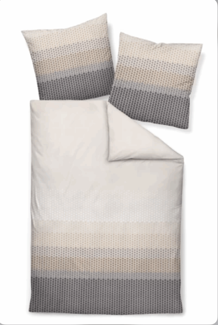 2 x Janine Feinbiber Bettwäsche DAVOS 65171 grau beige 135x200cm 4 tlg – Bild 2