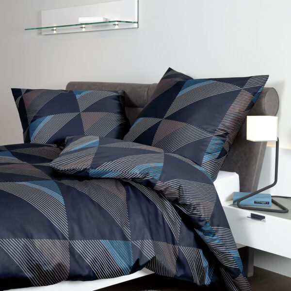 2 x Janine Mako-Satin Bettwäsche J.D. 87065 in Nachtschattenblau 135x200 cm
