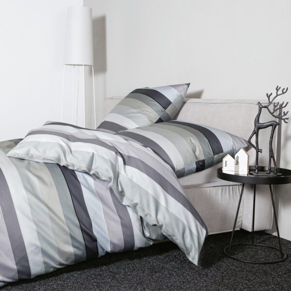 2 x Mako-Satin-Bettwäsche in Platin/Graphit 155x220 cm