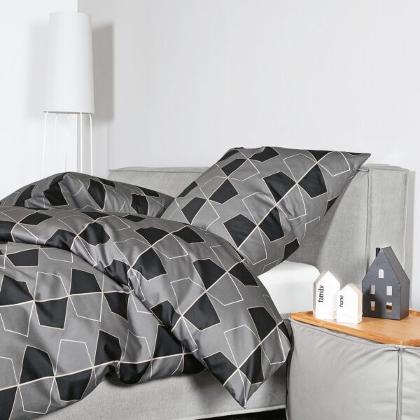 2 x Janine Mako-Satin Bettwäsche J.D. 87098 in Platin-Anthrazit 135x200