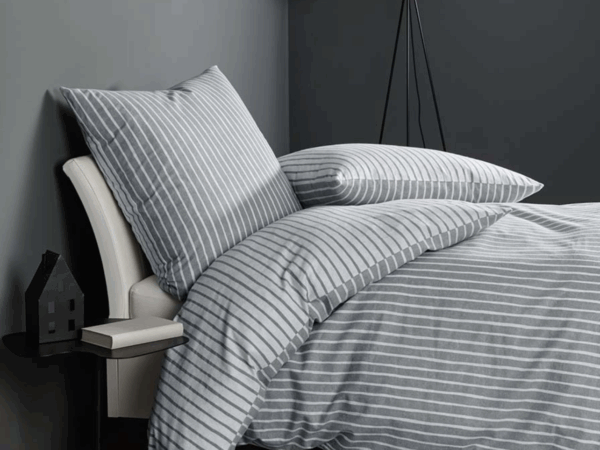 2 x Janine Feinbiber Bettwäsche DAVOS 65170 grau 155x220cm 4tlg – Zeitloses Design und wohltuende Wärme