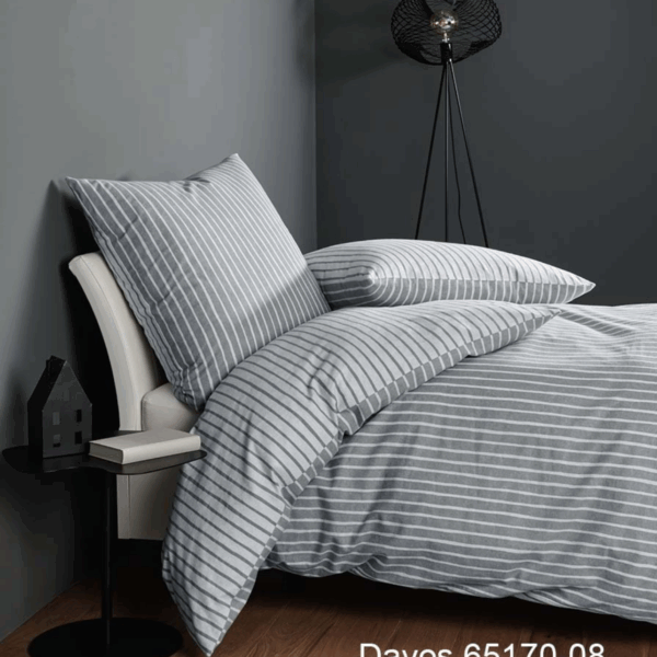 2 x Janine Feinbiber Bettwäsche DAVOS 65170 grau 155x220cm 4tlg – Zeitloses Design und wohltuende Wärme