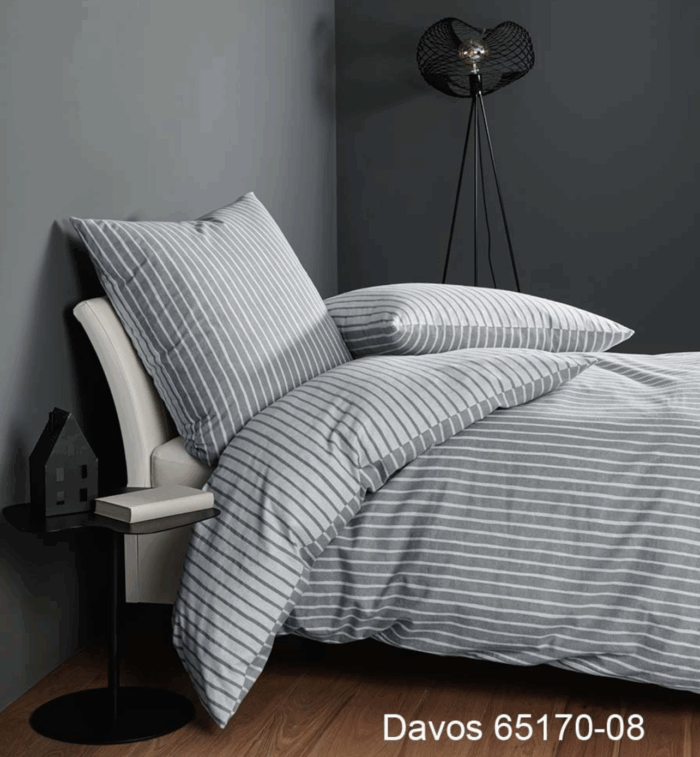 2 x Janine Feinbiber Bettwäsche DAVOS 65170 grau 155x220cm 4tlg – Zeitloses Design und wohltuende Wärme