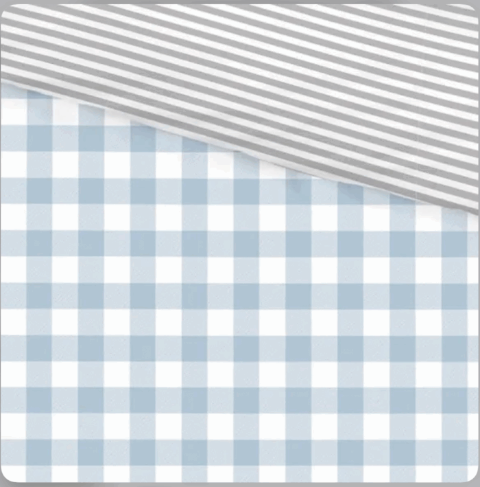 2 x Tom Tailor Wendebettwäsche „Karo & Streifen“ 155x220 4-teilig, Baumwoll-Flanell, Grau & Blau – Bild 2