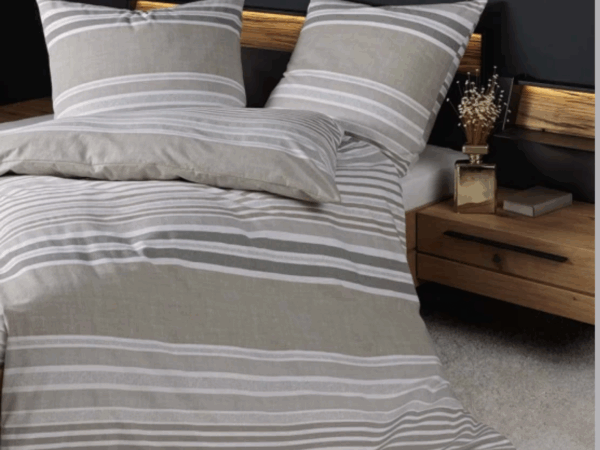 2 x Janine Feinbiber Bettwäsche DAVOS 65169 in Sand 155x220 cm 4tlg