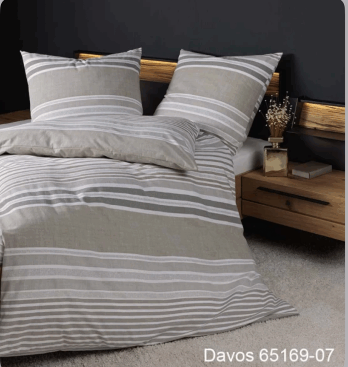 2 x Janine Feinbiber Bettwäsche DAVOS 65169 in Sand 155x220 cm 4tlg