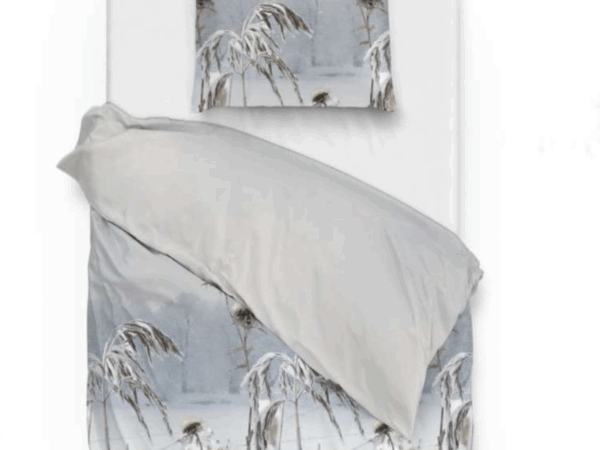 2 x Zo Home Flanell-Bettwäsche „Nashwa Blue/Schilf-Grau“ 155x220 stilvoll, warm und wunderbar gemütlich 4tlg