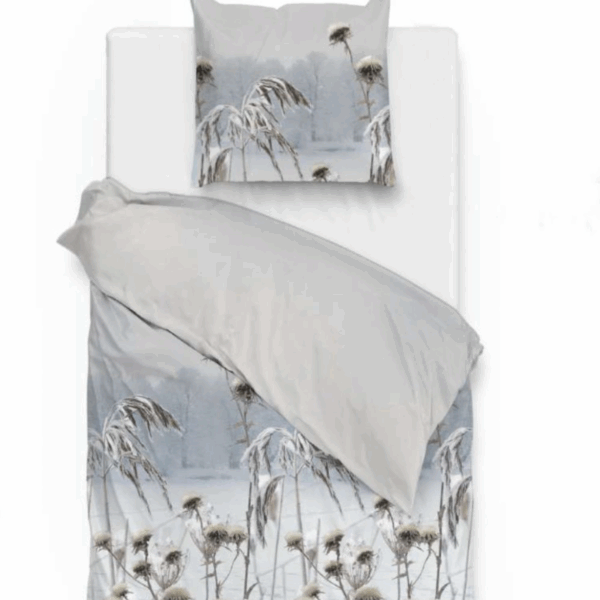 2 x Zo Home Flanell-Bettwäsche „Nashwa Blue/Schilf-Grau“ 155x220 stilvoll, warm und wunderbar gemütlich 4tlg