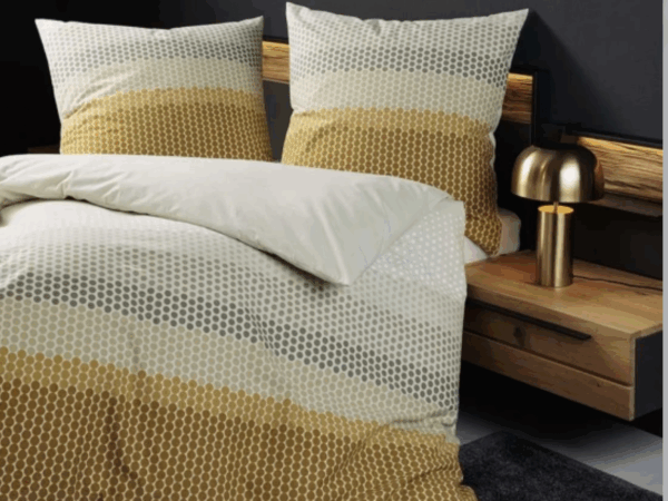2 x Janine Feinbiber Bettwäsche DAVOS 65171 ocker olivgrün 155x220cm 4tlg