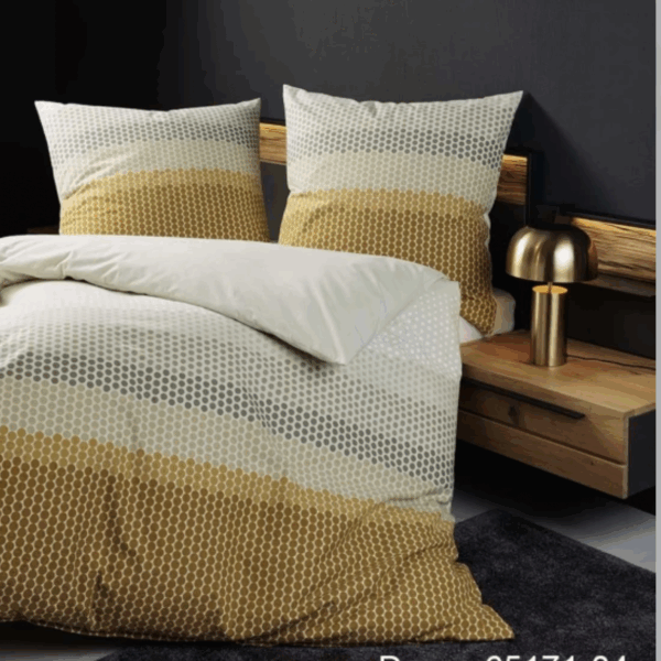 2 x Janine Feinbiber Bettwäsche DAVOS 65171 ocker olivgrün 155x220cm 4tlg