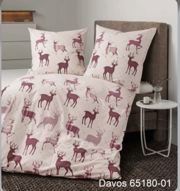 2 x Janine Feinbiber Bettwäsche DAVOS 65180 beige-bordeauxrot – 135x200 cm 4 tlg – Bild 2