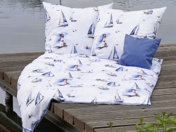 2 x Janine Mako-Satin Bettwäsche modern art S 42161 mittelmeerblau (155x220 cm)