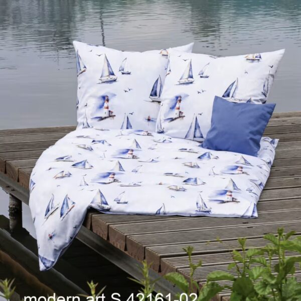 2 x Janine Mako-Satin Bettwäsche modern art S 42161 mittelmeerblau (155x220 cm)