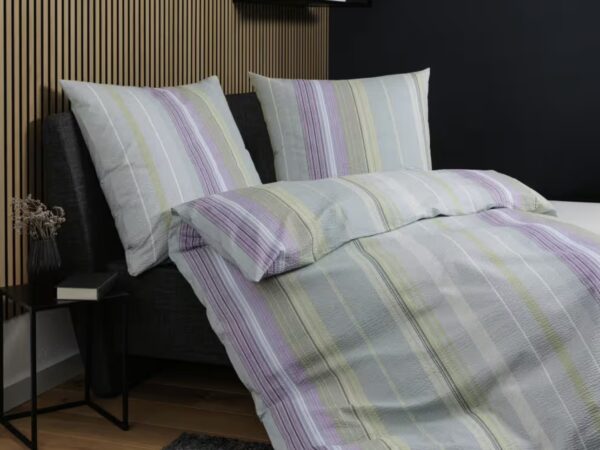 2 x Janine Mako-Soft-Seersucker Bettwäsche TANGO 20162 lila salbeigrün (155x220 cm)