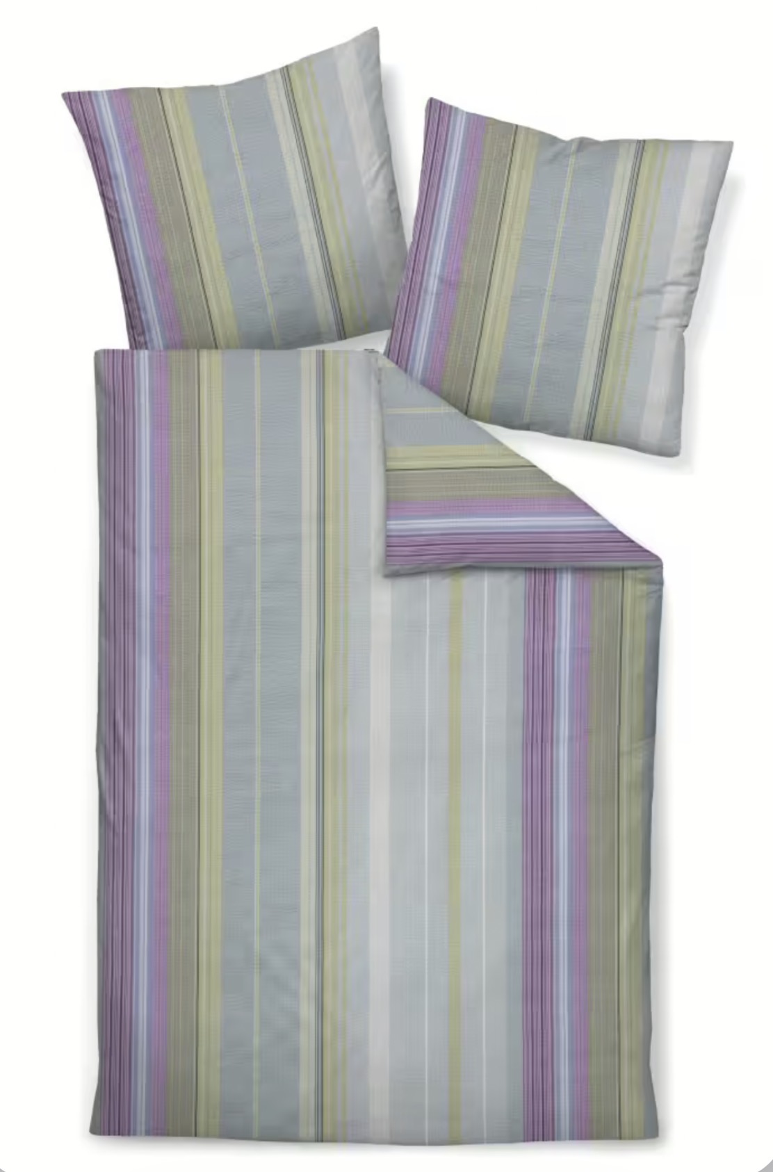 2 x Janine Mako-Soft-Seersucker Bettwäsche TANGO 20162 lila salbeigrün (135x200 cm) – Bild 3