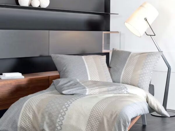 2 x Janine Mako-Soft-Seersucker-Bettwäsche TANGO 20043 sand silber (135x200 cm)