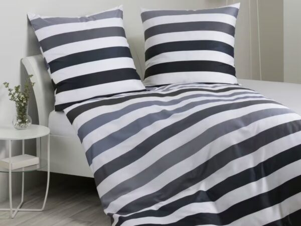 2 x Janine Mako-Satin Bettwäsche J. D. 87115 silber anthrazit (155x220 cm)