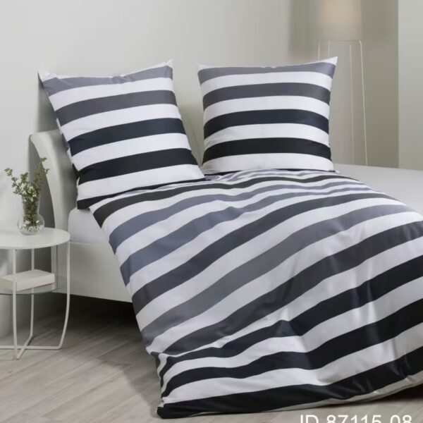 2 x Janine Mako-Satin Bettwäsche J. D. 87115 silber anthrazit (155x220 cm)