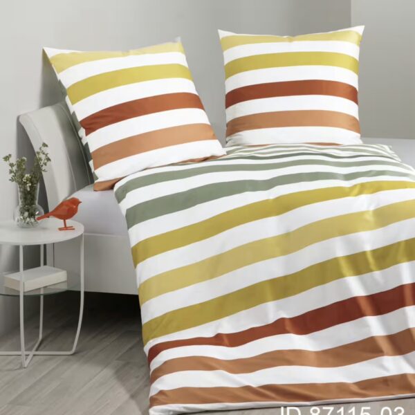 2 x Janine Mako-Satin Bettwäsche J. D. 87115 gelb grün (155x220 cm)