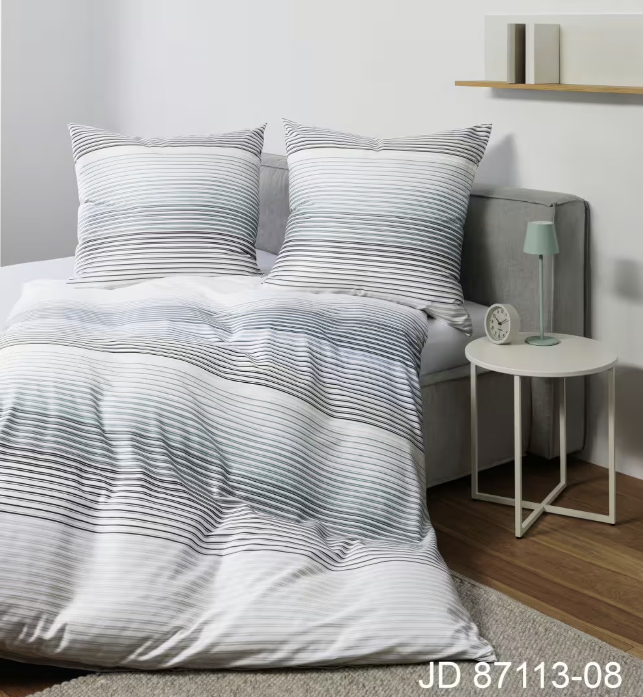 2 x Janine Mako-Satin Bettwäsche J. D. 87113 silber blau (155x220 cm)