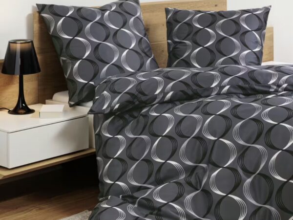 2 x Janine Mako-Satin Bettwäsche J. D. 87112 anthrazit (155x220 cm)