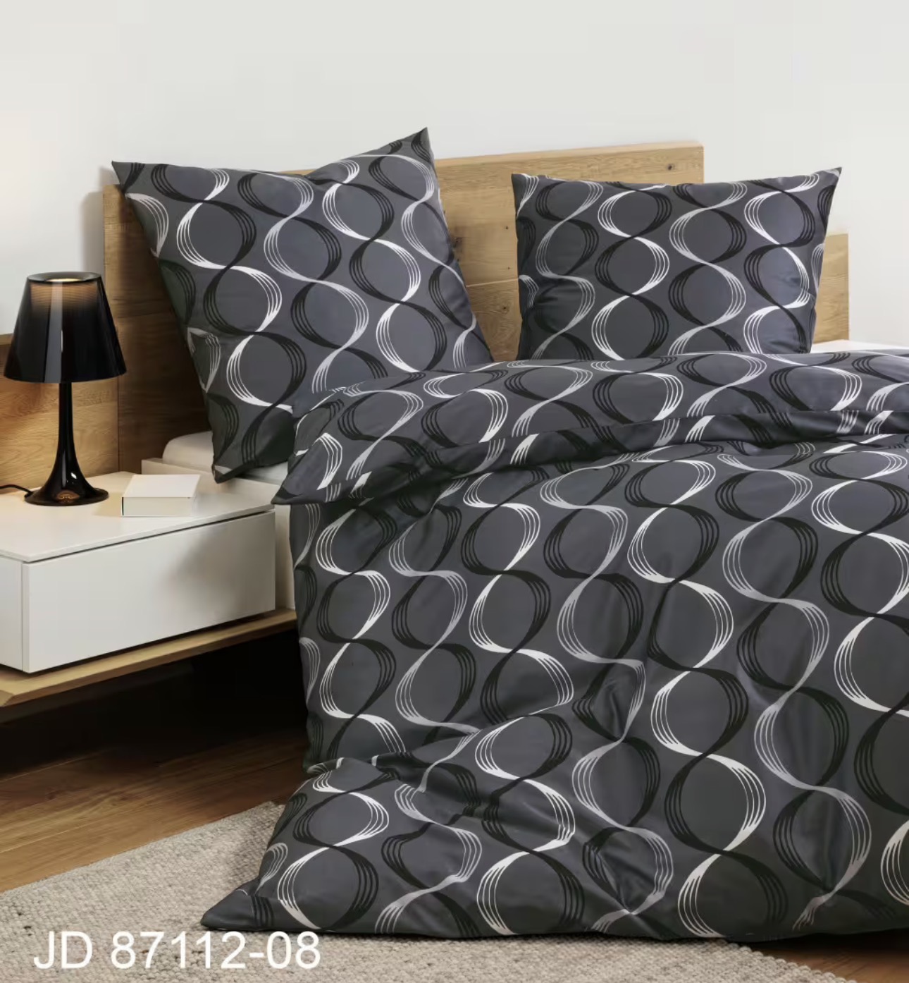 2 x Janine Mako-Satin Bettwäsche J. D. 87112 anthrazit (135x200 cm)