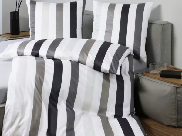 2 x Janine Mako-Satin Bettwäsche J. D. 87111 grau (135x200 cm)