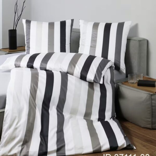 2 x Janine Mako-Satin Bettwäsche J. D. 87111 grau (135x200 cm)