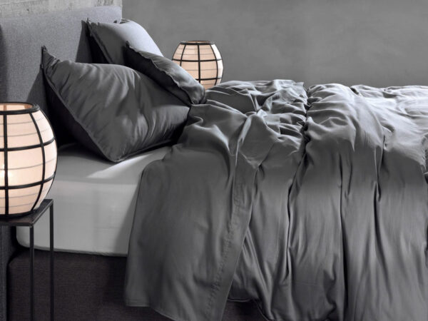 2 x Bettwäsche ZoHome Satinado Classic Anthracite / Baumwolle Marko-Satin 135×200 4tlg
