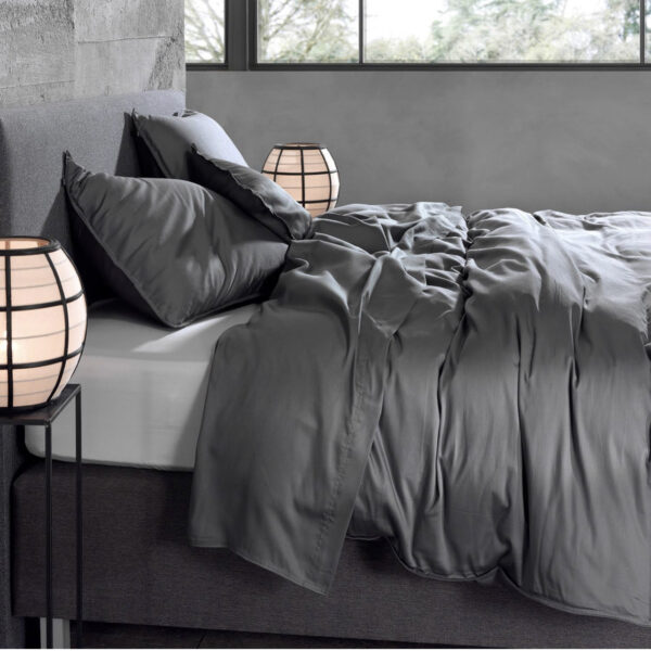 2 x Bettwäsche ZoHome Satinado Classic Anthracite / Baumwolle Marko-Satin 135×200 4tlg