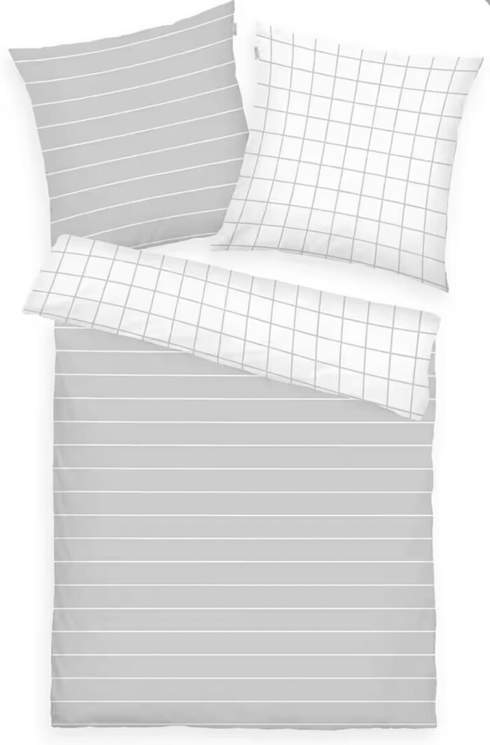 2 x Tom Tailor Renforcé Bettwäsche „Karo / Streifen“155x220 cm stylisch, hochwertig, markant 4tlg
